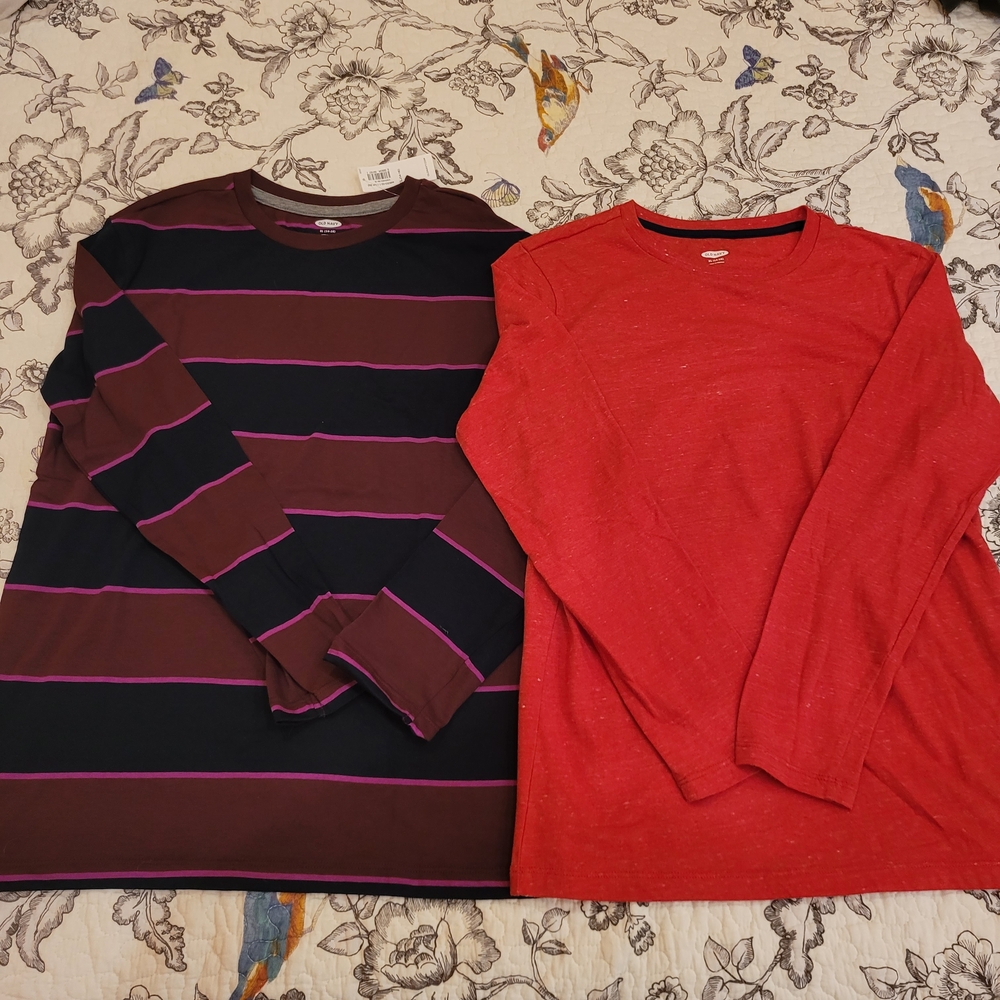 Old Navy Red and Striped Long Sleeve Tees Sz XL 14-16